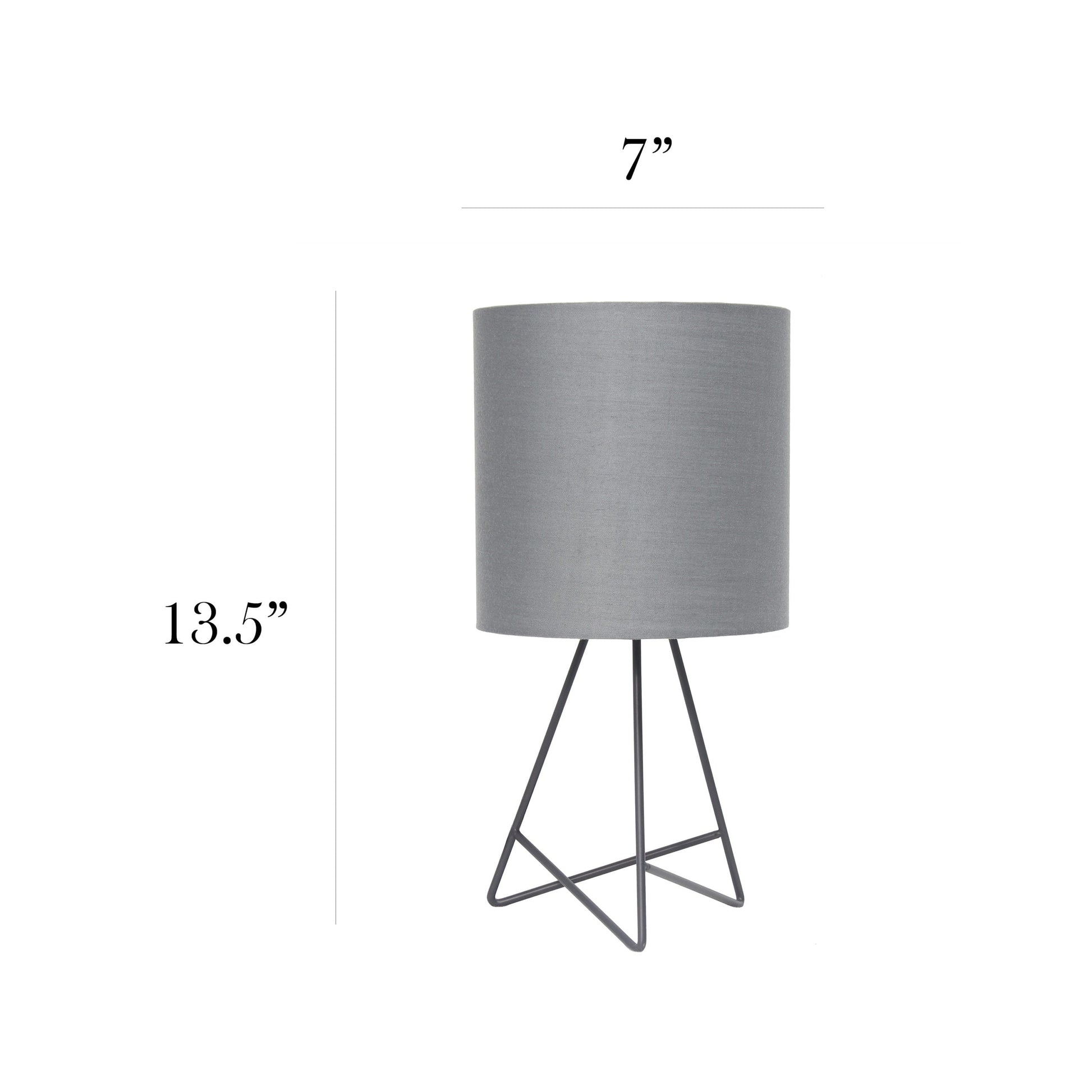 All The Rages Simple Designs Gray Wire Table Lamp With Gray Fabric Shade