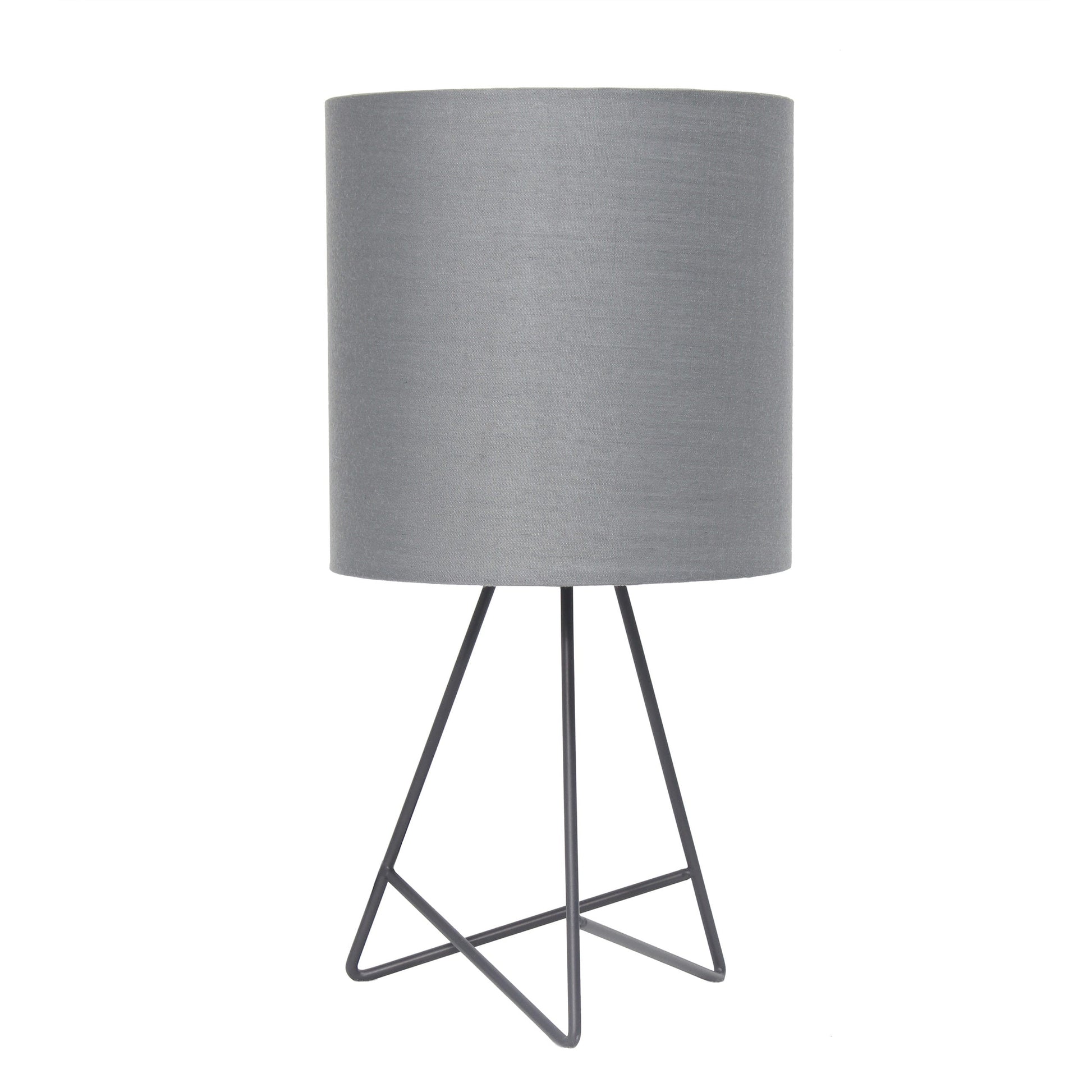 All The Rages Simple Designs Gray Wire Table Lamp With Gray Fabric Shade