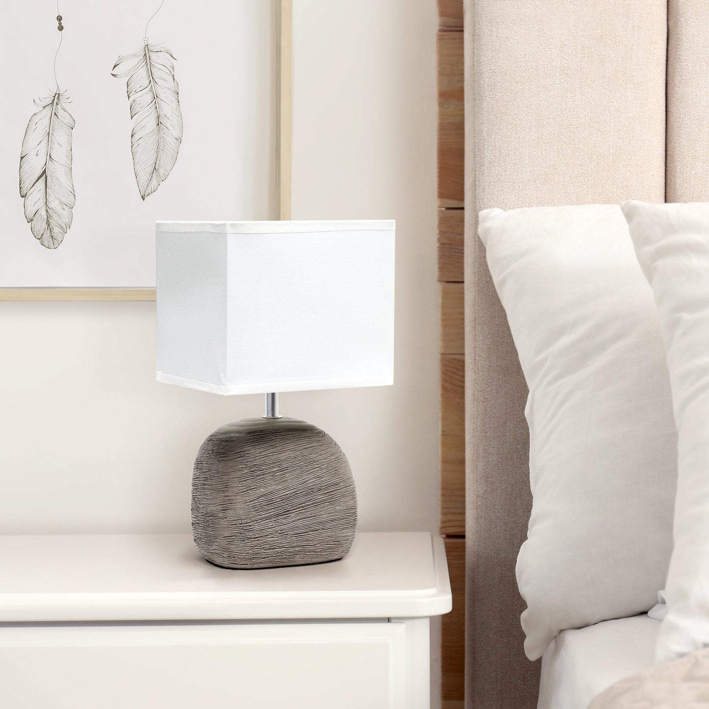 All The Rages Simple Designs Grayish Brown Bedrock Ceramic Table Lamp