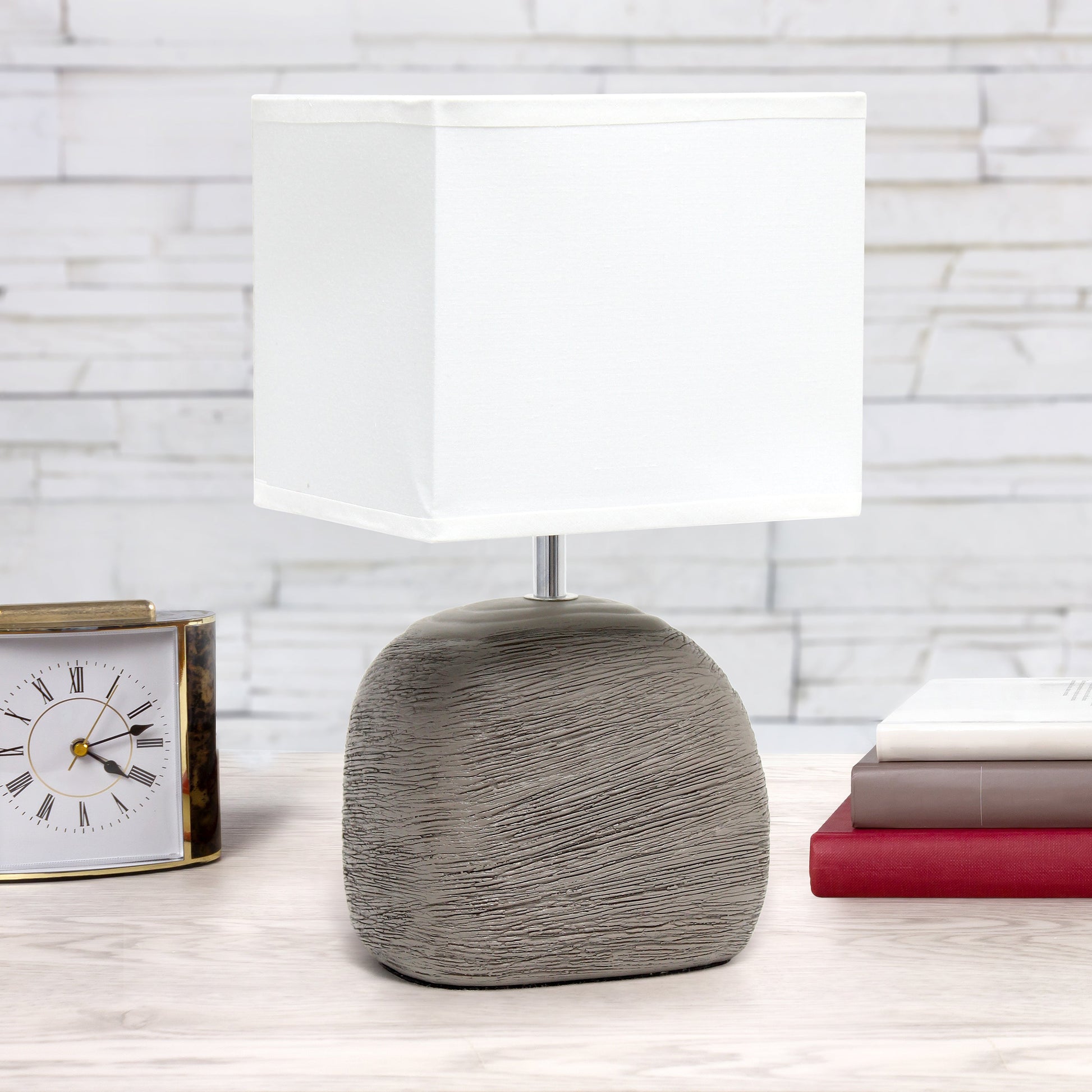 All The Rages Simple Designs Grayish Brown Bedrock Ceramic Table Lamp