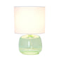 All The Rages Simple Designs Green Glass Table Lamp With White Fabric Shade
