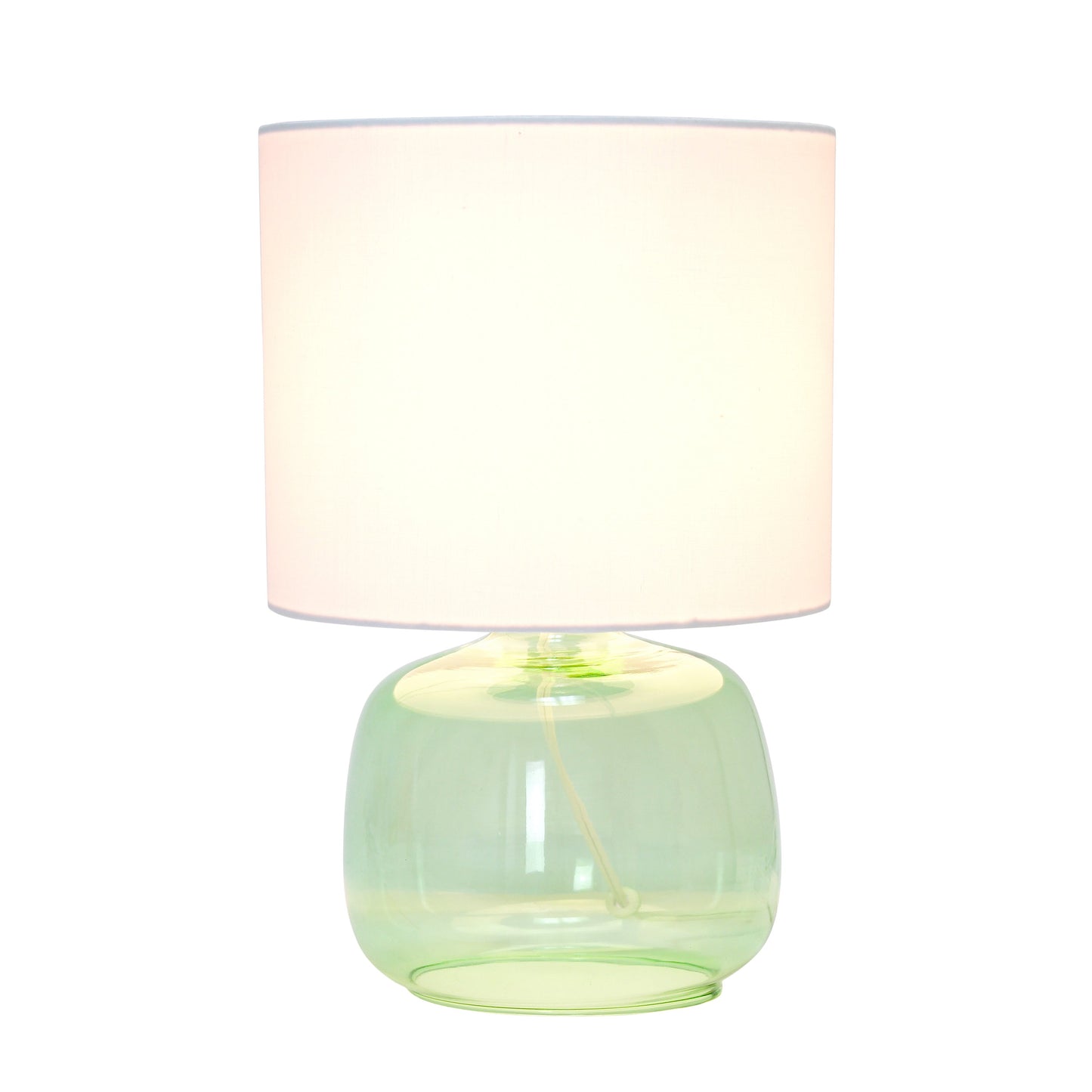 All The Rages Simple Designs Green Glass Table Lamp With White Fabric Shade