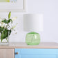 All The Rages Simple Designs Green Glass Table Lamp With White Fabric Shade