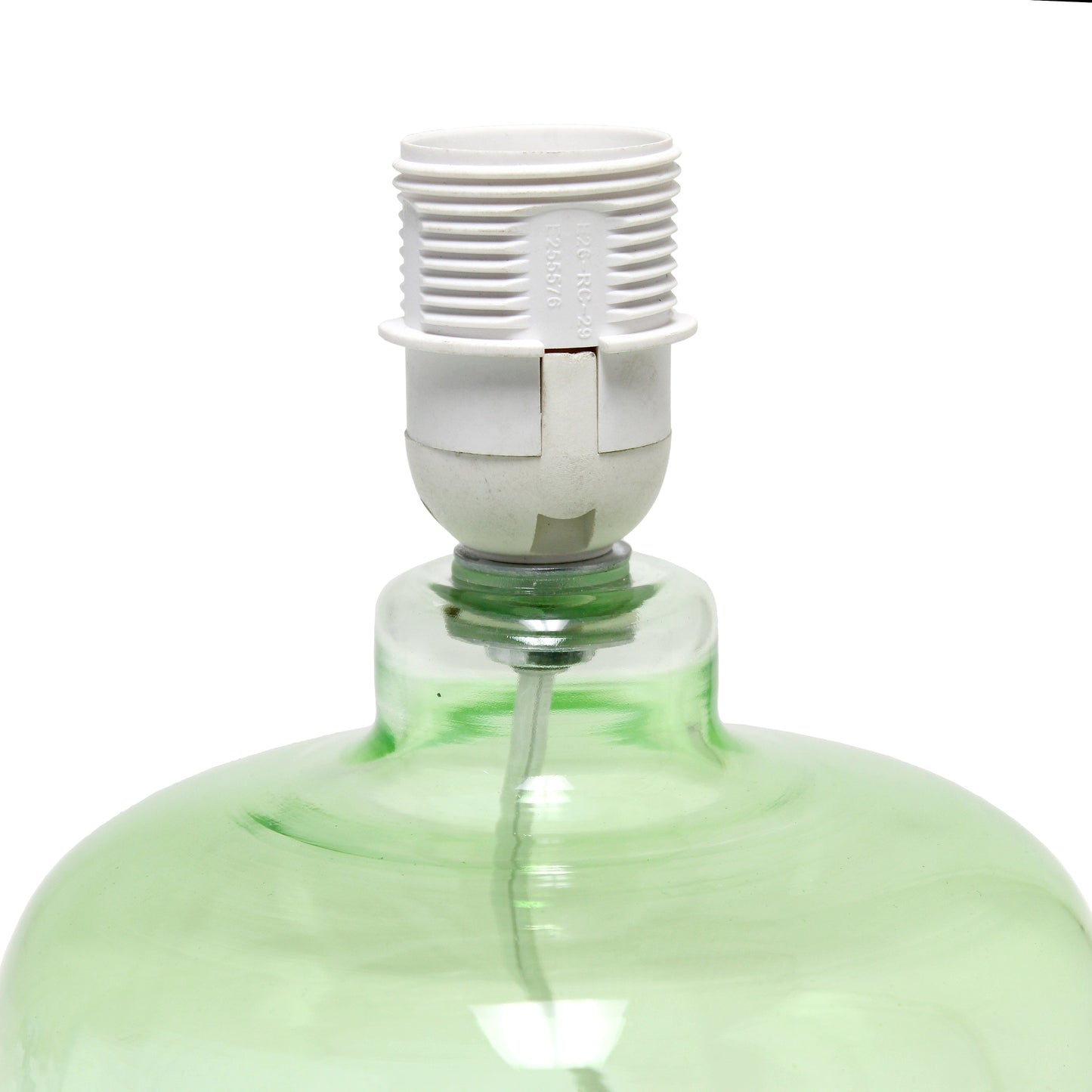 All The Rages Simple Designs Green Glass Table Lamp With White Fabric Shade