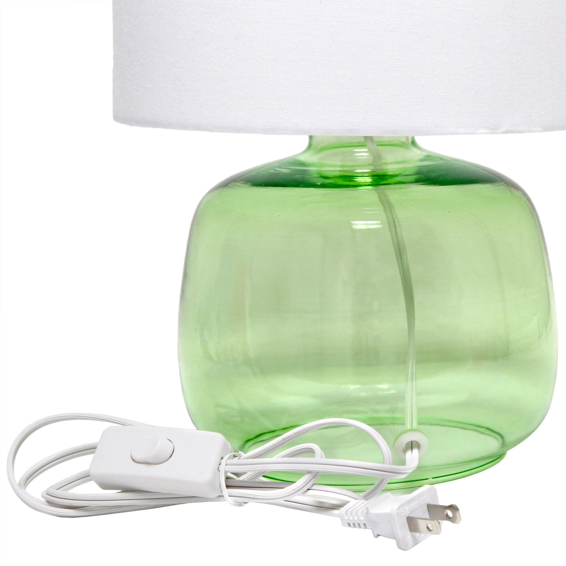 All The Rages Simple Designs Green Glass Table Lamp With White Fabric Shade