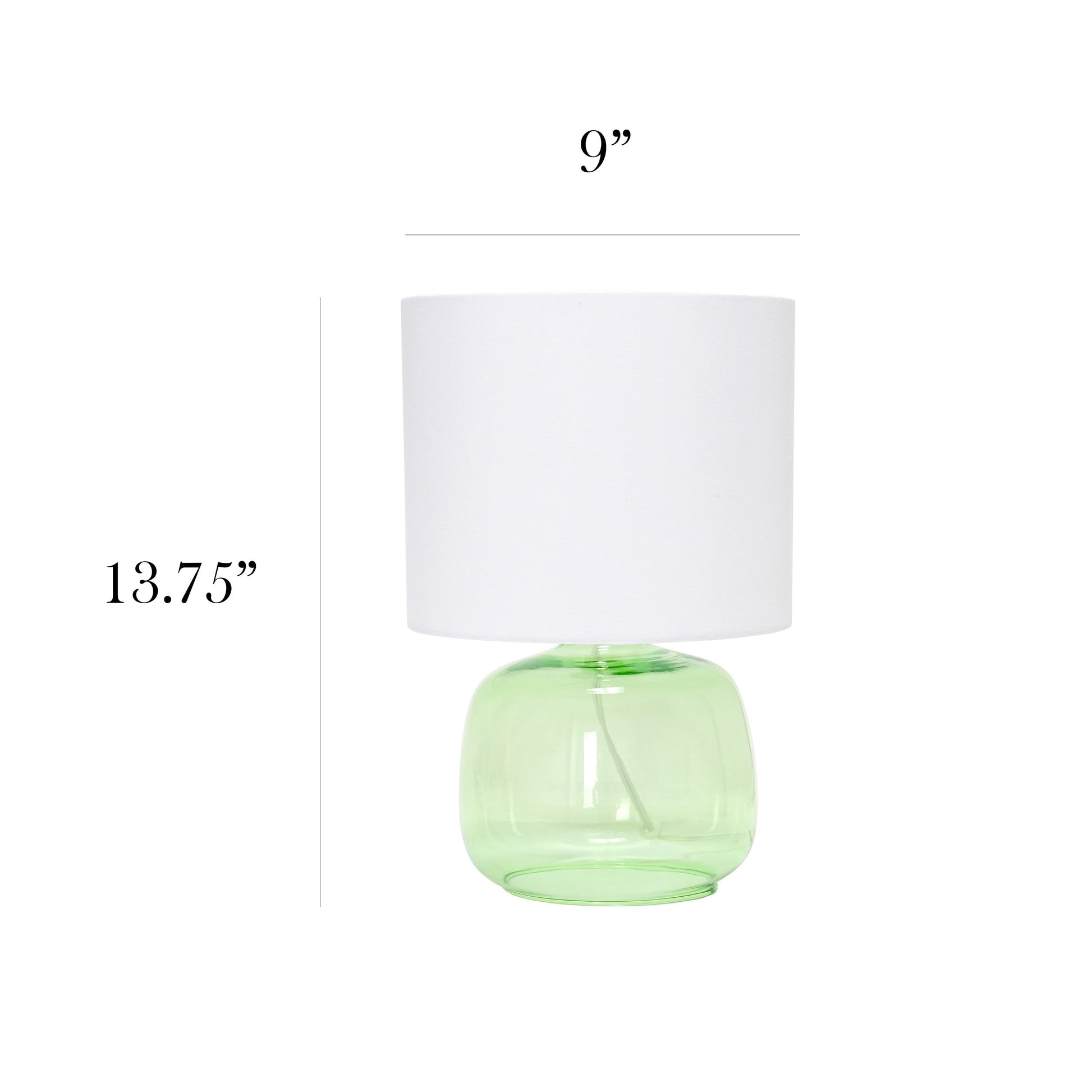 All The Rages Simple Designs Green Glass Table Lamp With White Fabric Shade