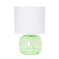 All The Rages Simple Designs Green Glass Table Lamp With White Fabric Shade