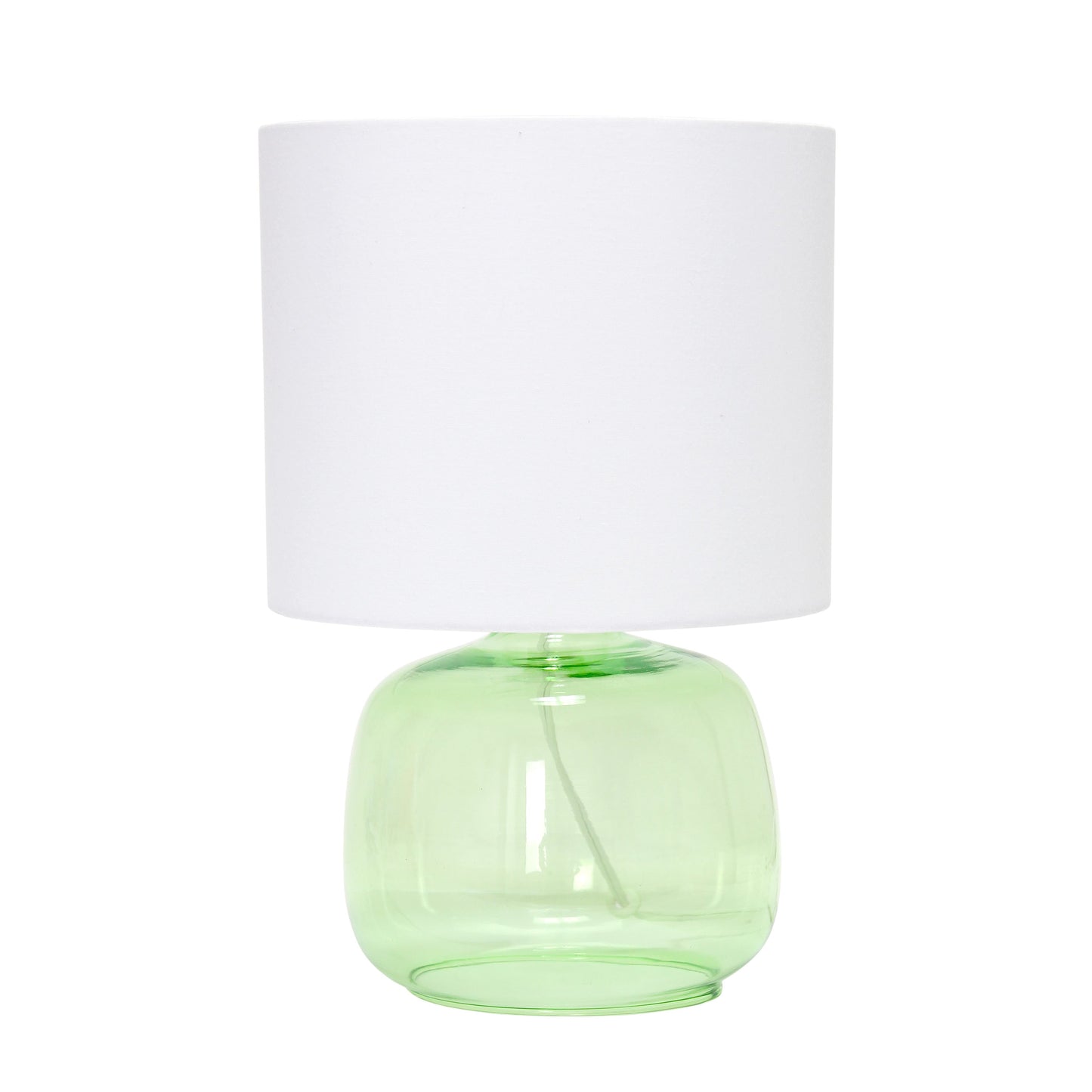 All The Rages Simple Designs Green Glass Table Lamp With White Fabric Shade