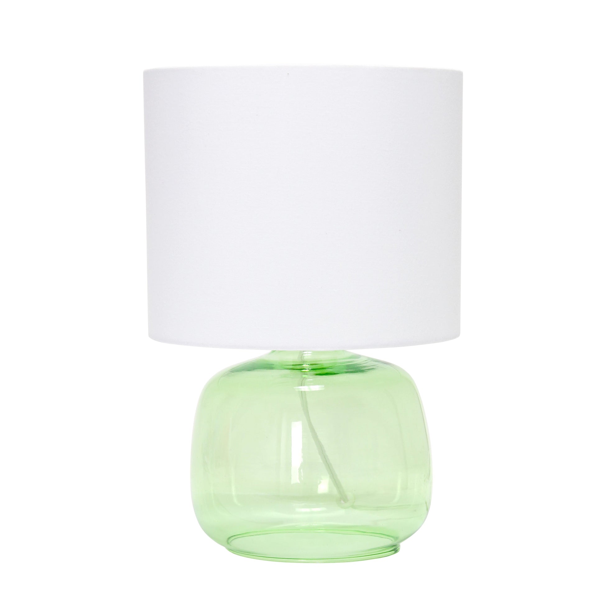 All The Rages Simple Designs Green Glass Table Lamp With White Fabric Shade