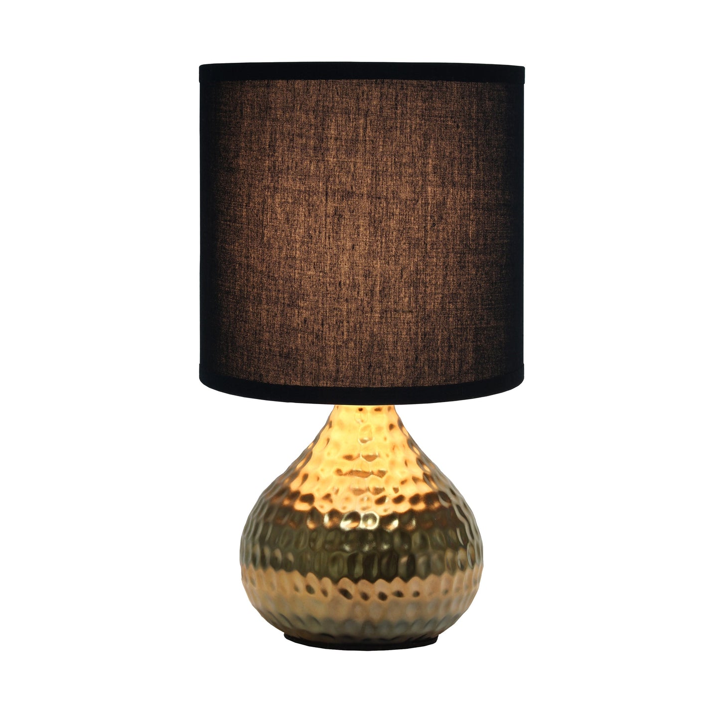 All The Rages Simple Designs Hammered Gold Drip Mini Table Lamp With Black Shade