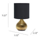 All The Rages Simple Designs Hammered Gold Drip Mini Table Lamp With Black Shade