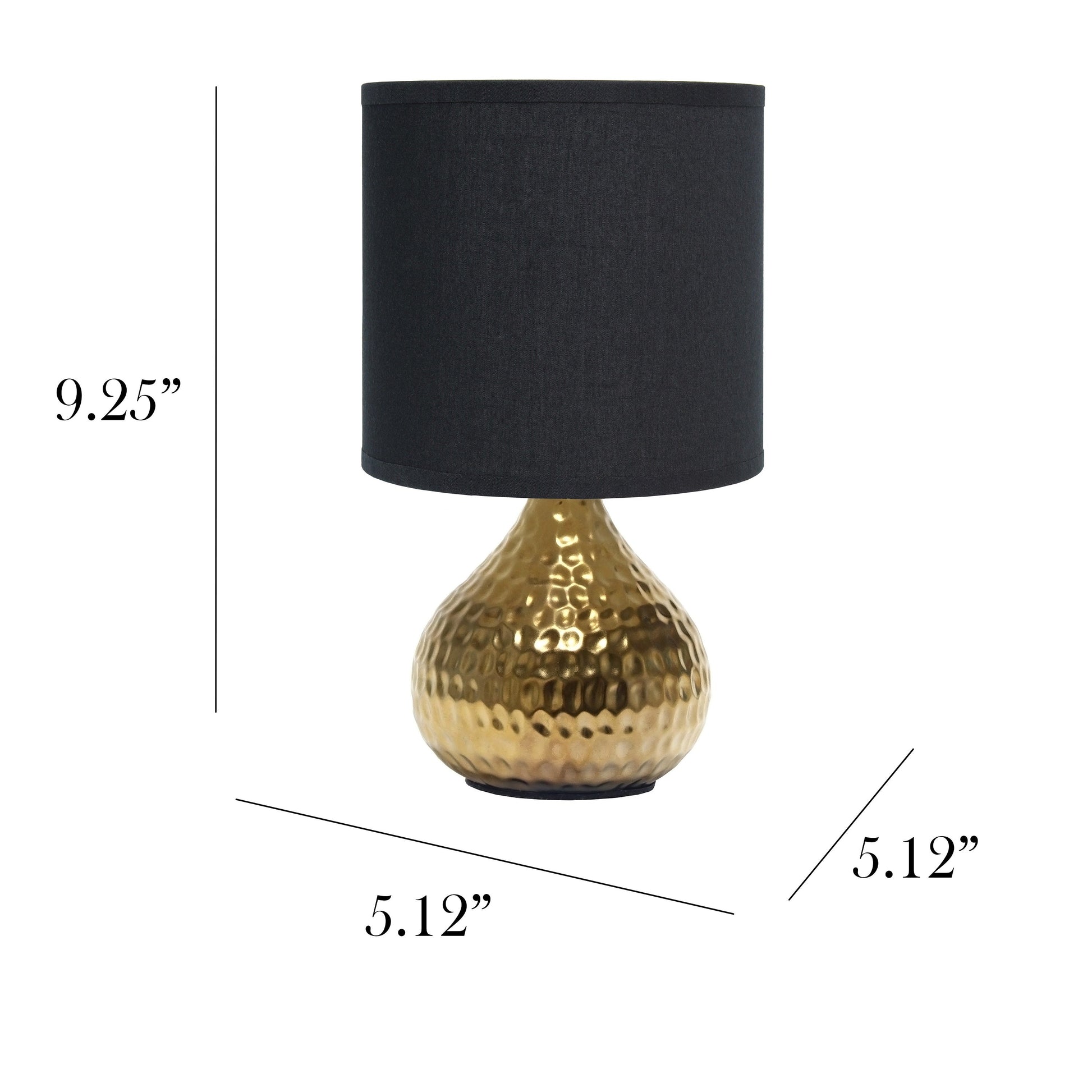 All The Rages Simple Designs Hammered Gold Drip Mini Table Lamp With Black Shade