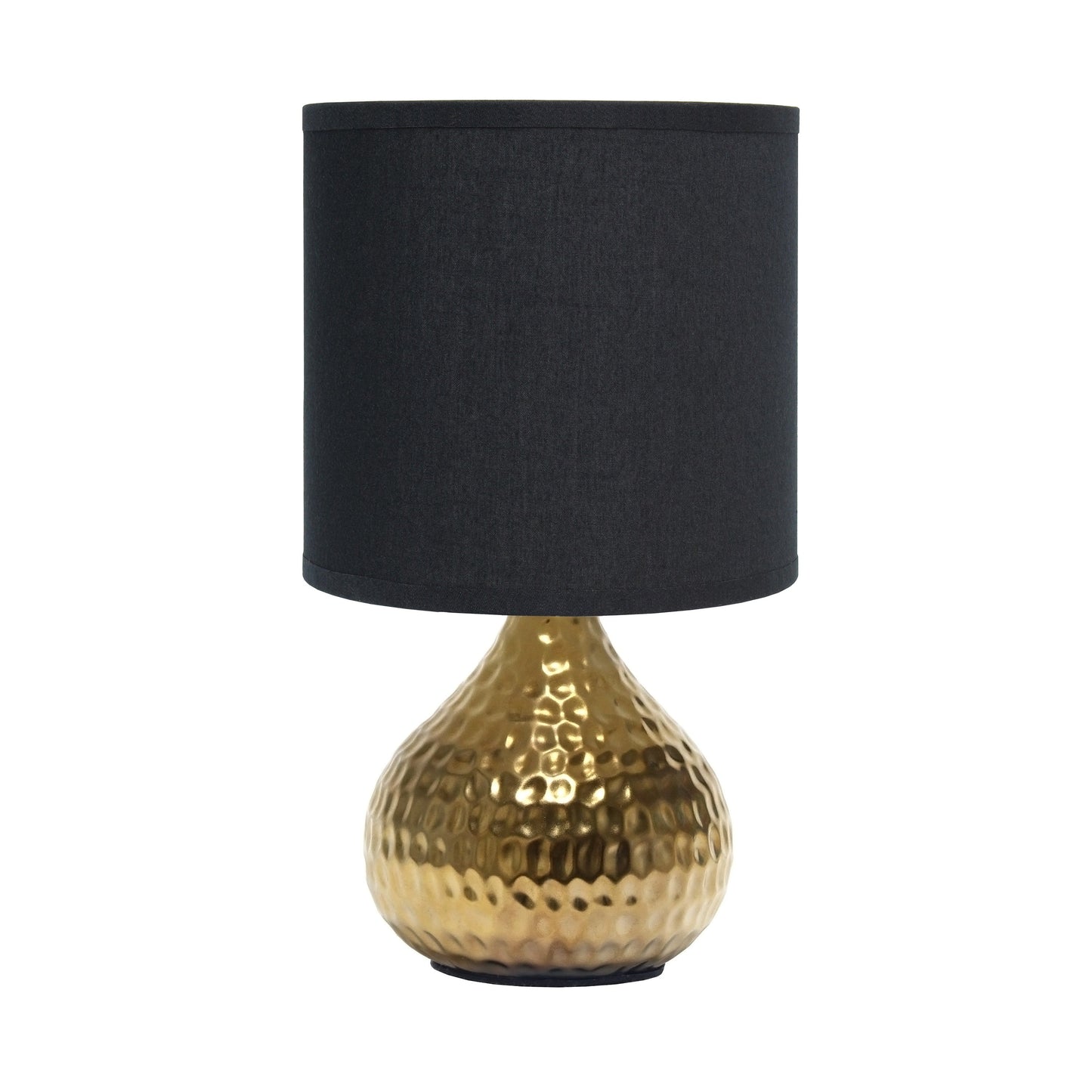 All The Rages Simple Designs Hammered Gold Drip Mini Table Lamp With Black Shade
