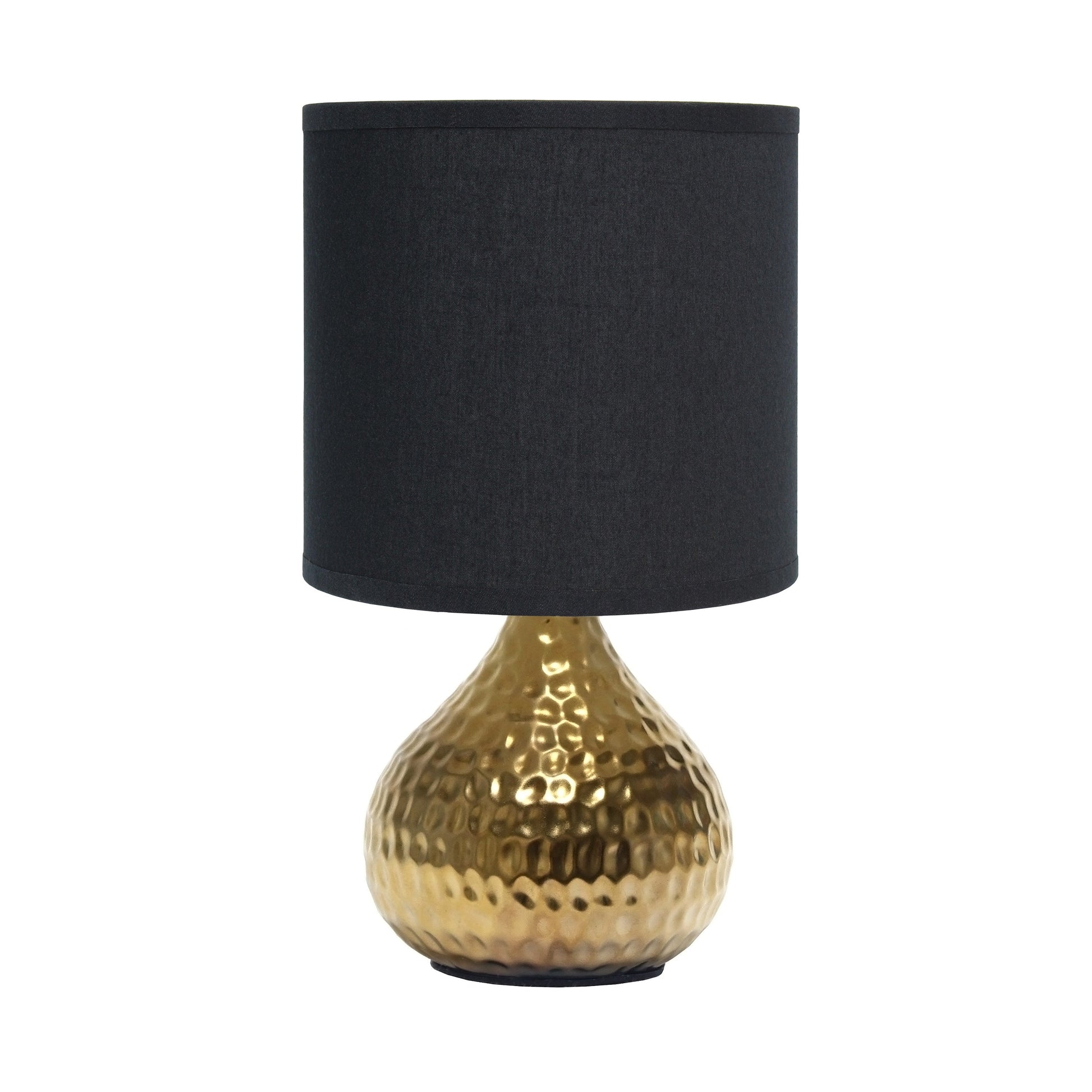 All The Rages Simple Designs Hammered Gold Drip Mini Table Lamp With Black Shade