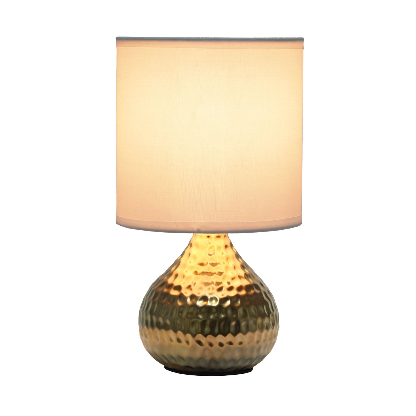 All The Rages Simple Designs Hammered Gold Drip Mini Table Lamp With White Shade