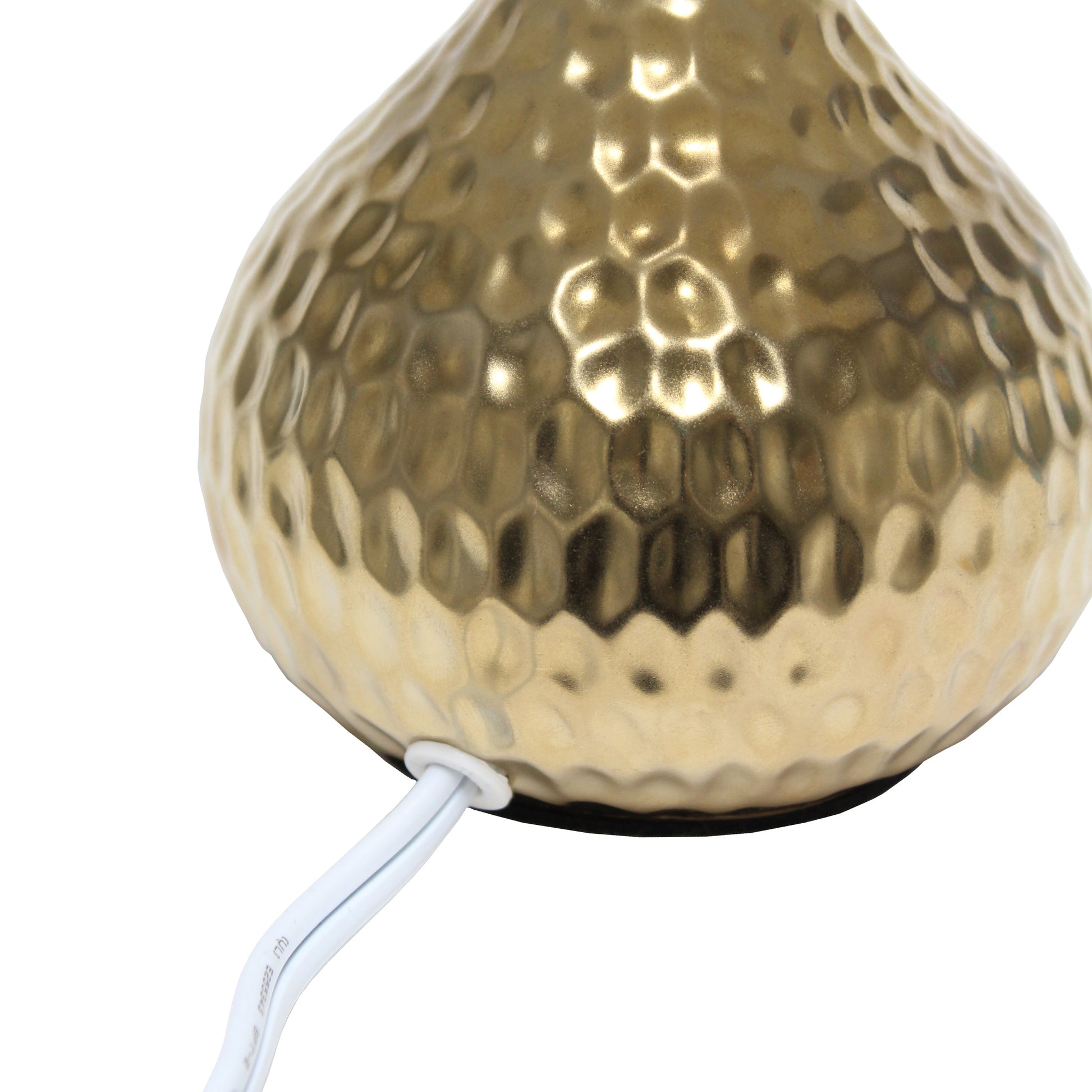 All The Rages Simple Designs Hammered Gold Drip Mini Table Lamp With White Shade