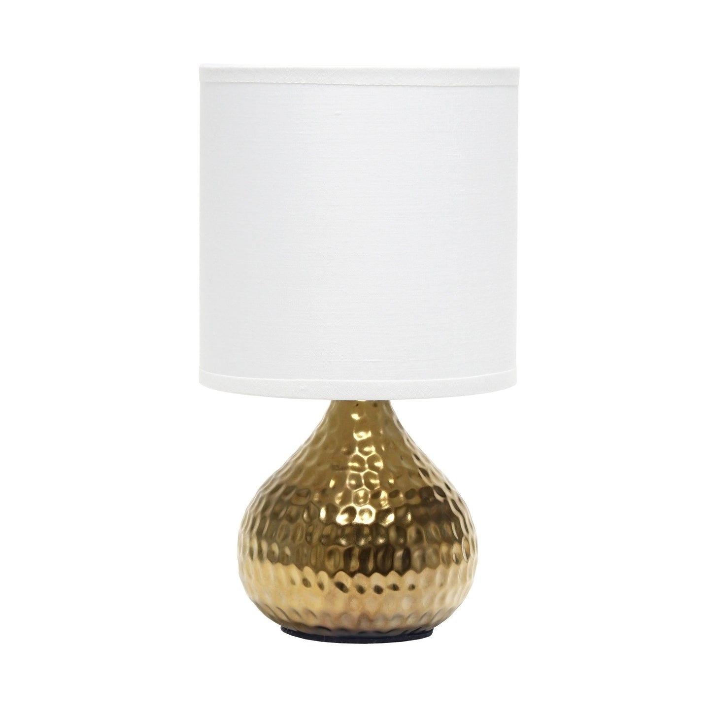 All The Rages Simple Designs Hammered Gold Drip Mini Table Lamp With White Shade