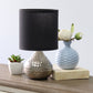 All The Rages Simple Designs Hammered Silver Drip Mini Table Lamp With Black Shade