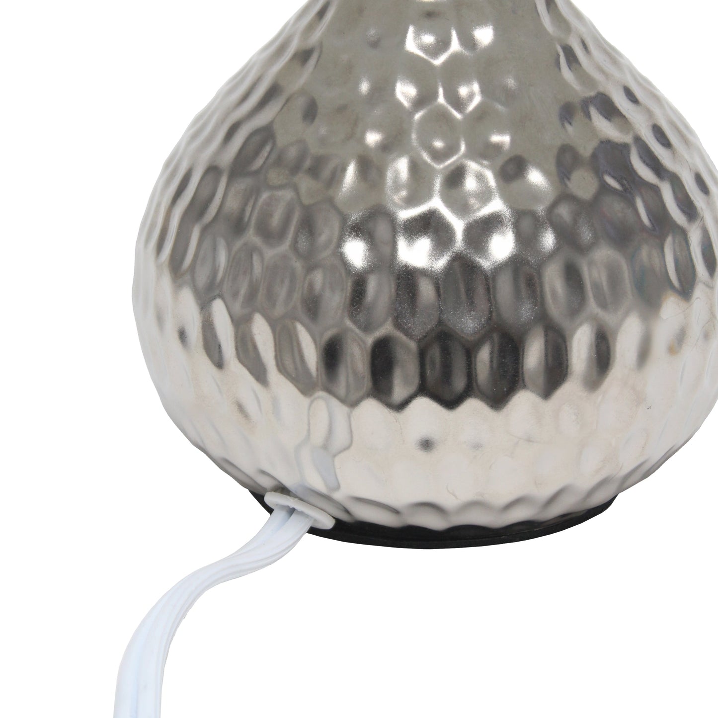 All The Rages Simple Designs Hammered Silver Drip Mini Table Lamp With Black Shade