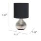 All The Rages Simple Designs Hammered Silver Drip Mini Table Lamp With Black Shade