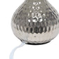 All The Rages Simple Designs Hammered Silver Drip Mini Table Lamp With White Shade