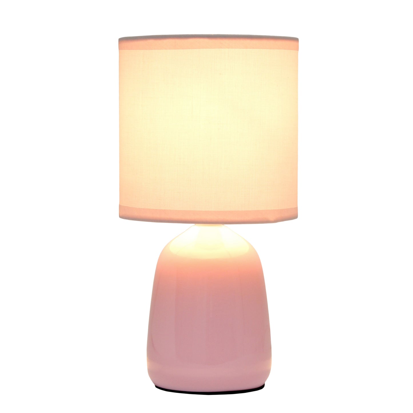 All The Rages Simple Designs Light Pink 10" Ceramic Table Lamp With Matching Fabric Shade