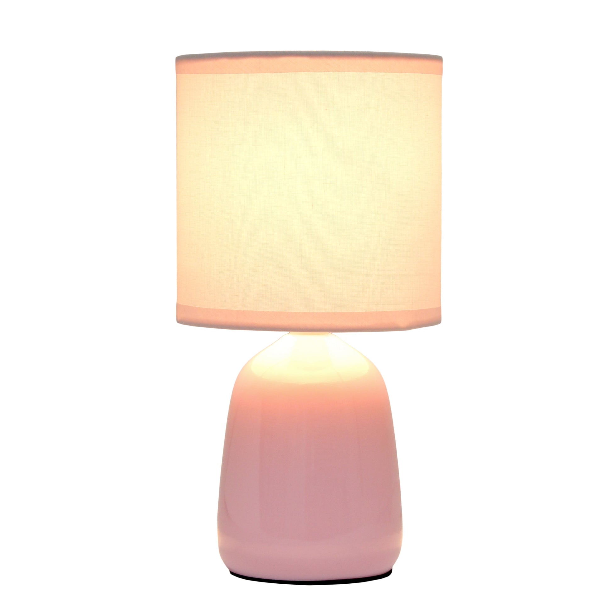 All The Rages Simple Designs Light Pink 10" Ceramic Table Lamp With Matching Fabric Shade
