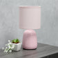 All The Rages Simple Designs Light Pink 10" Ceramic Table Lamp With Matching Fabric Shade
