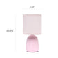 All The Rages Simple Designs Light Pink 10" Ceramic Table Lamp With Matching Fabric Shade