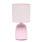 All The Rages Simple Designs Light Pink 10" Ceramic Table Lamp With Matching Fabric Shade