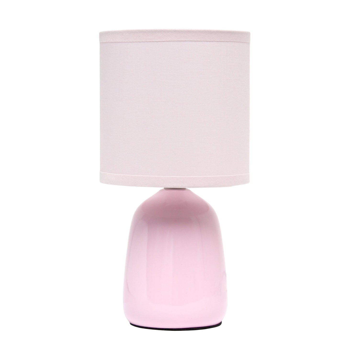 All The Rages Simple Designs Light Pink 10" Ceramic Table Lamp With Matching Fabric Shade