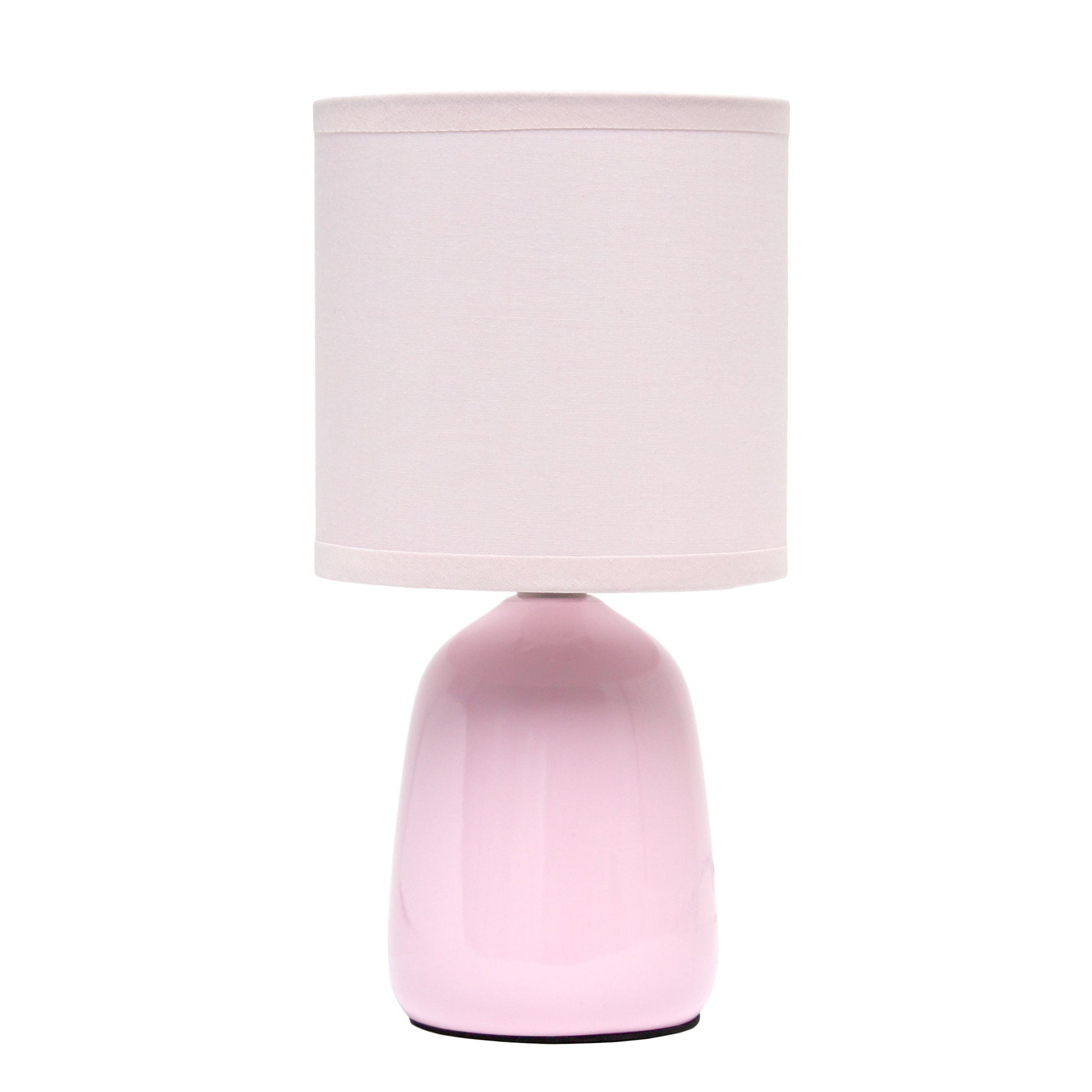 All The Rages Simple Designs Light Pink 10" Ceramic Table Lamp With Matching Fabric Shade