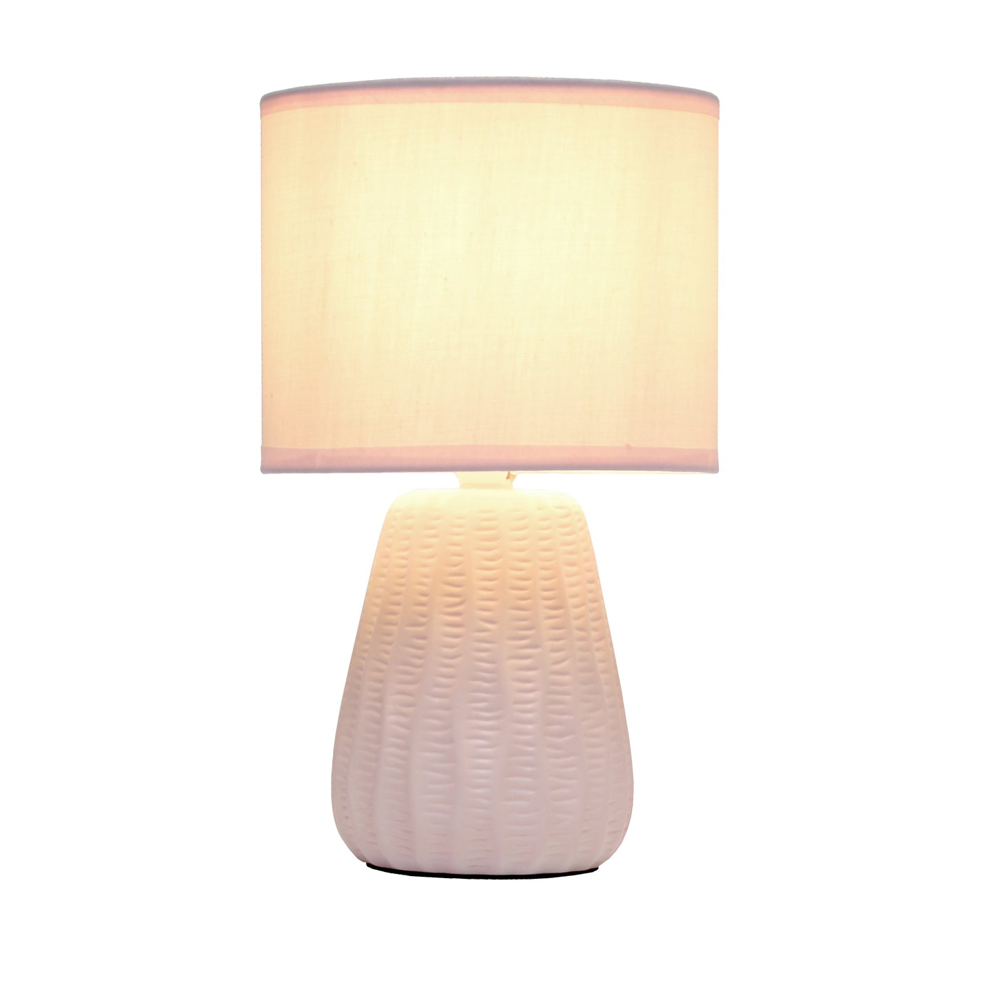 All The Rages Simple Designs Light Pink 11" Ceramic Texture Pastel Table Lamp With Matching Fabric Shade