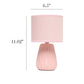 All The Rages Simple Designs Light Pink 11" Ceramic Texture Pastel Table Lamp With Matching Fabric Shade
