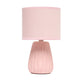All The Rages Simple Designs Light Pink 11" Ceramic Texture Pastel Table Lamp With Matching Fabric Shade