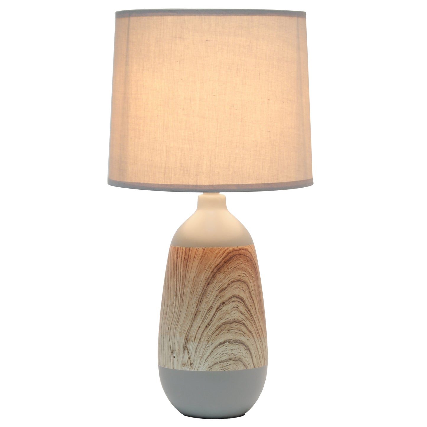 All The Rages Simple Designs Light Wood & Gray Ceramic Oblong Table Lamp