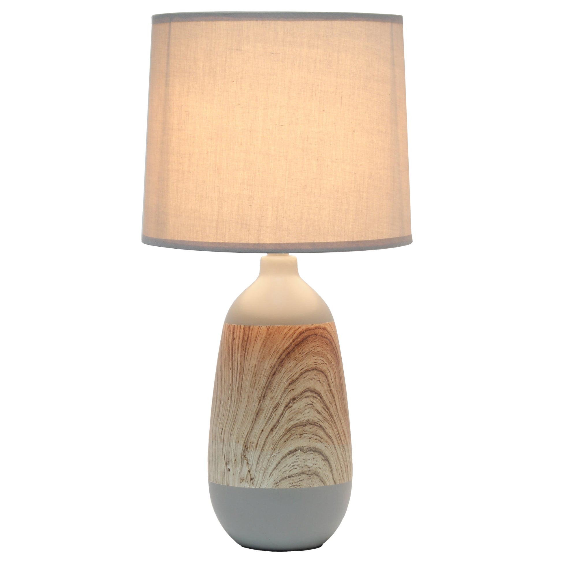 All The Rages Simple Designs Light Wood & Gray Ceramic Oblong Table Lamp