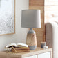 All The Rages Simple Designs Light Wood & Gray Ceramic Oblong Table Lamp