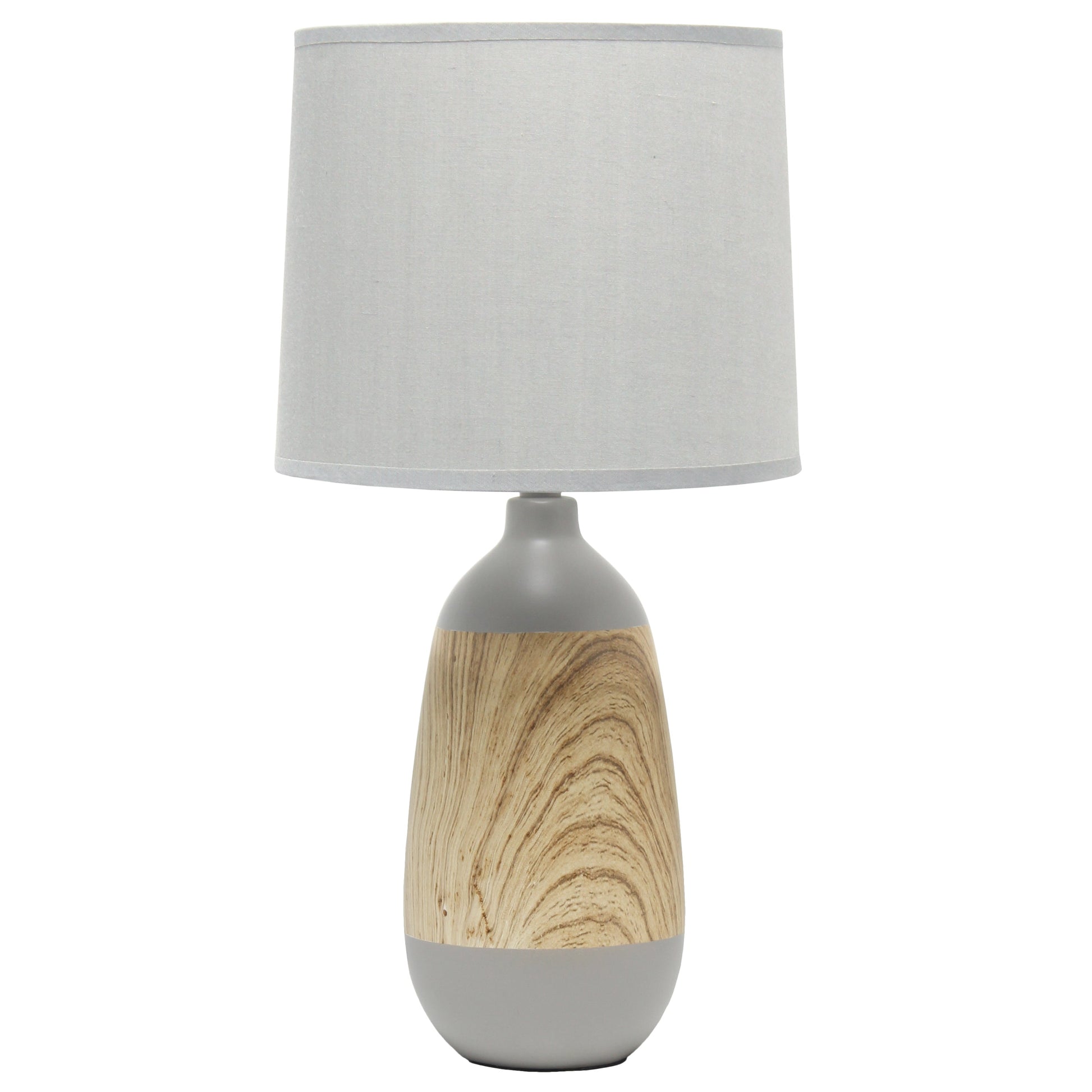All The Rages Simple Designs Light Wood & Gray Ceramic Oblong Table Lamp