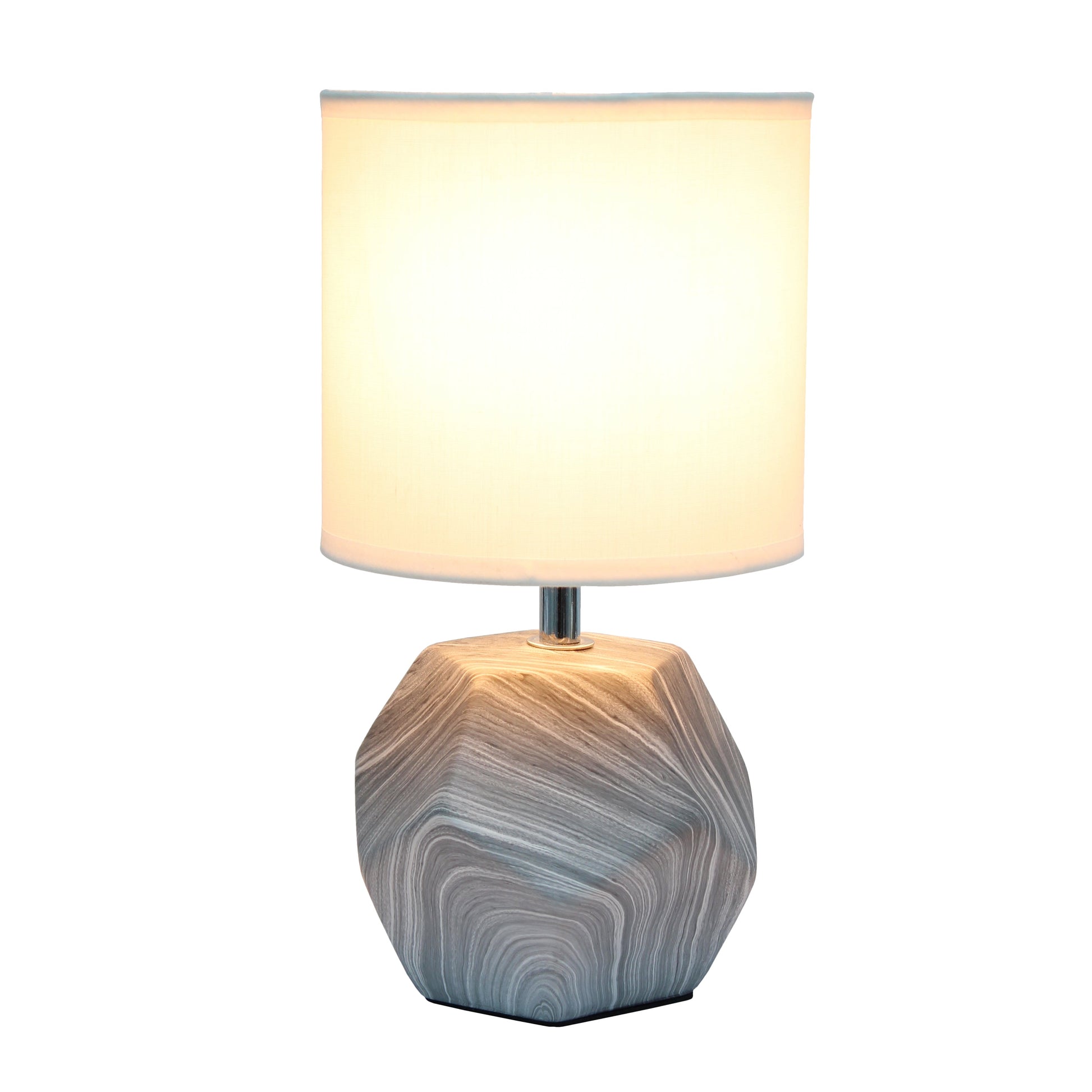 All The Rages Simple Designs Marbled Round Prism Mini Table Lamp With Matching Fabric Shade