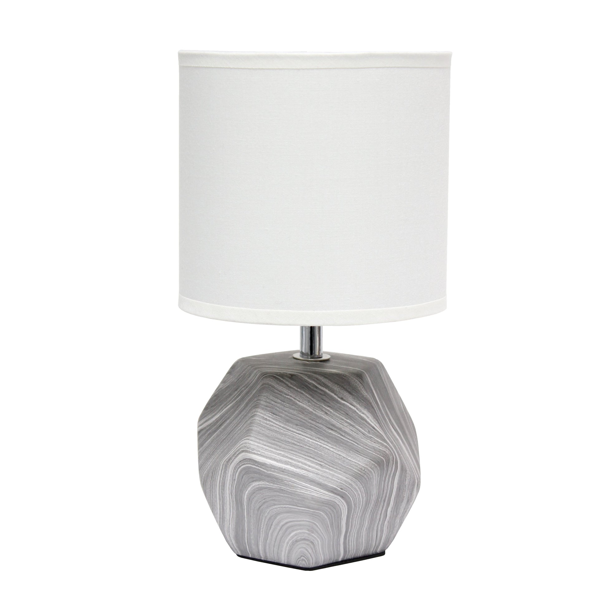 All The Rages Simple Designs Marbled Round Prism Mini Table Lamp With Matching Fabric Shade