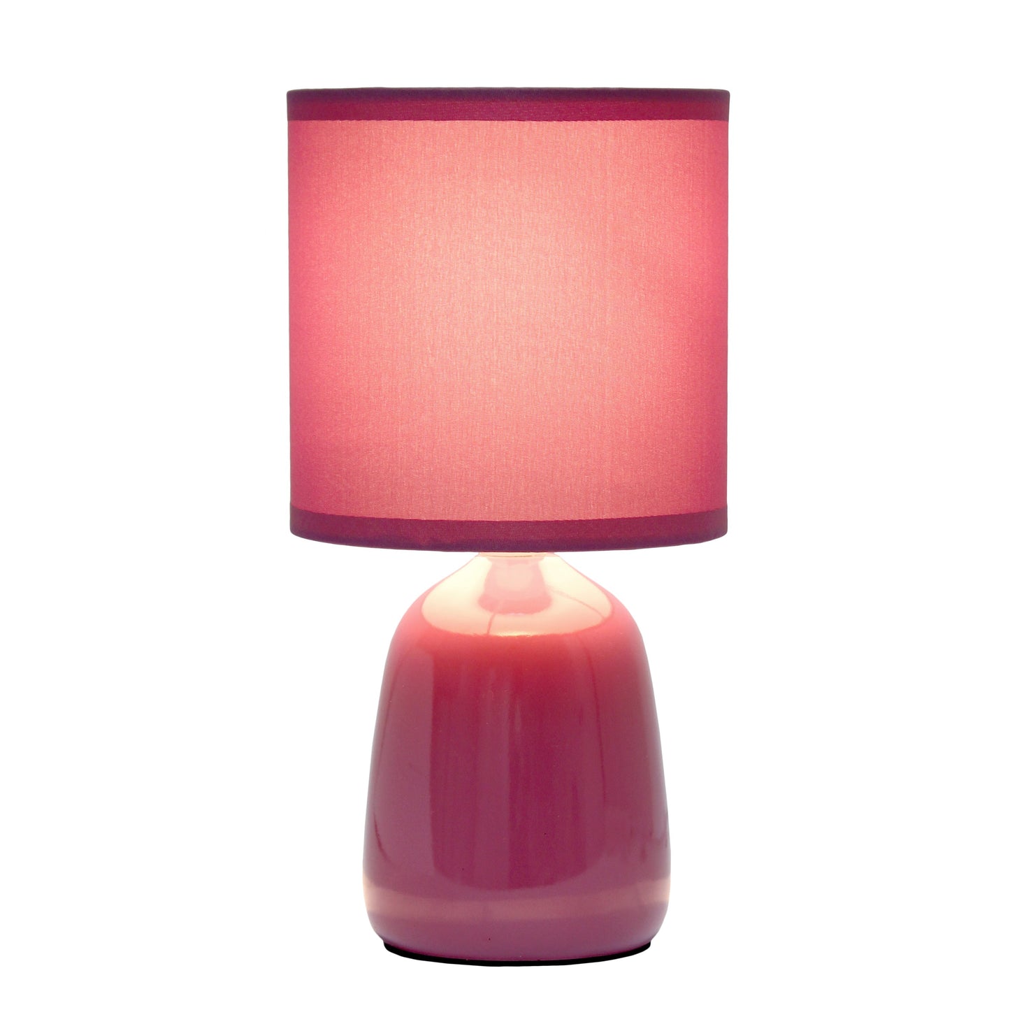 All The Rages Simple Designs Mauve 10" Ceramic Table Lamp With Matching Fabric Shade