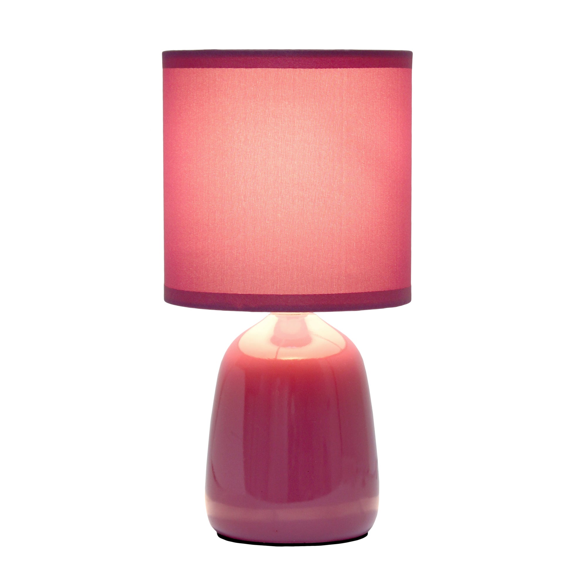 All The Rages Simple Designs Mauve 10" Ceramic Table Lamp With Matching Fabric Shade