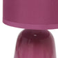 All The Rages Simple Designs Mauve 10" Ceramic Table Lamp With Matching Fabric Shade