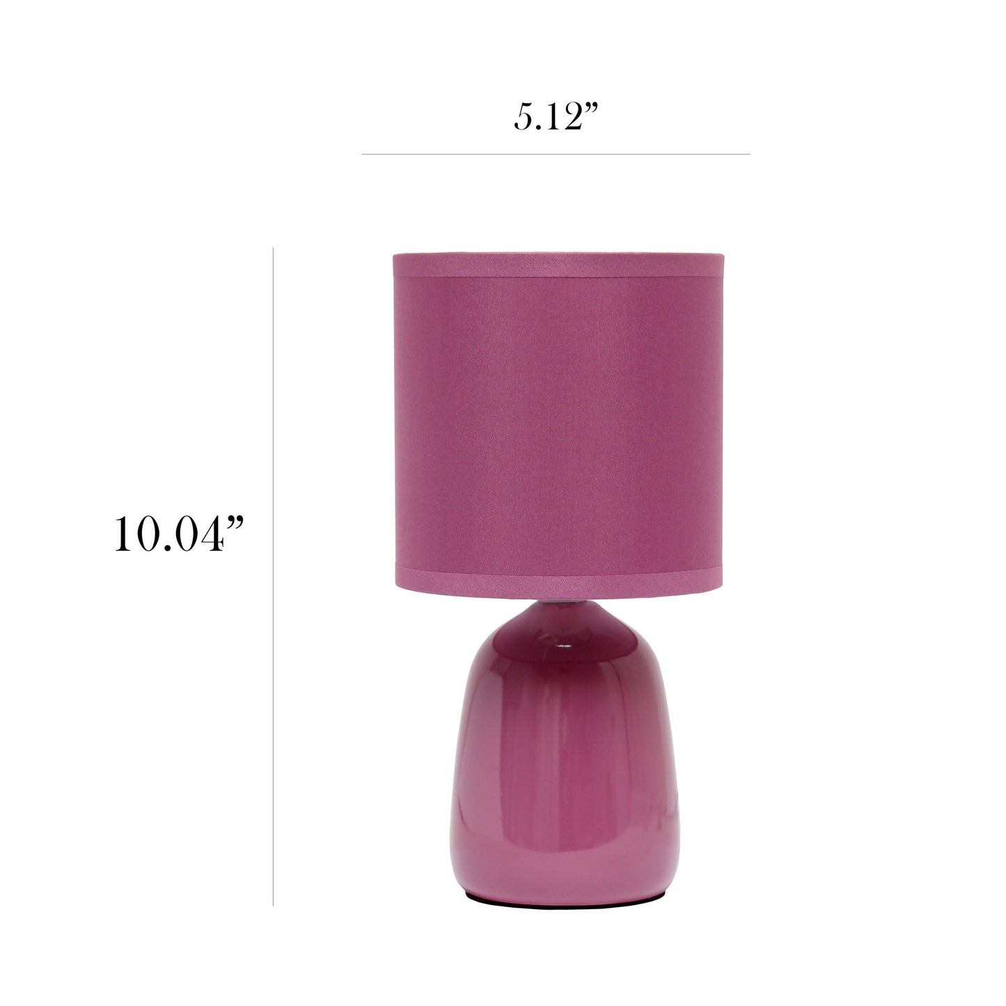 All The Rages Simple Designs Mauve 10" Ceramic Table Lamp With Matching Fabric Shade