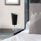 All The Rages Simple Designs Mini Chrome Table Lamp With Black Angled Fabric Shade