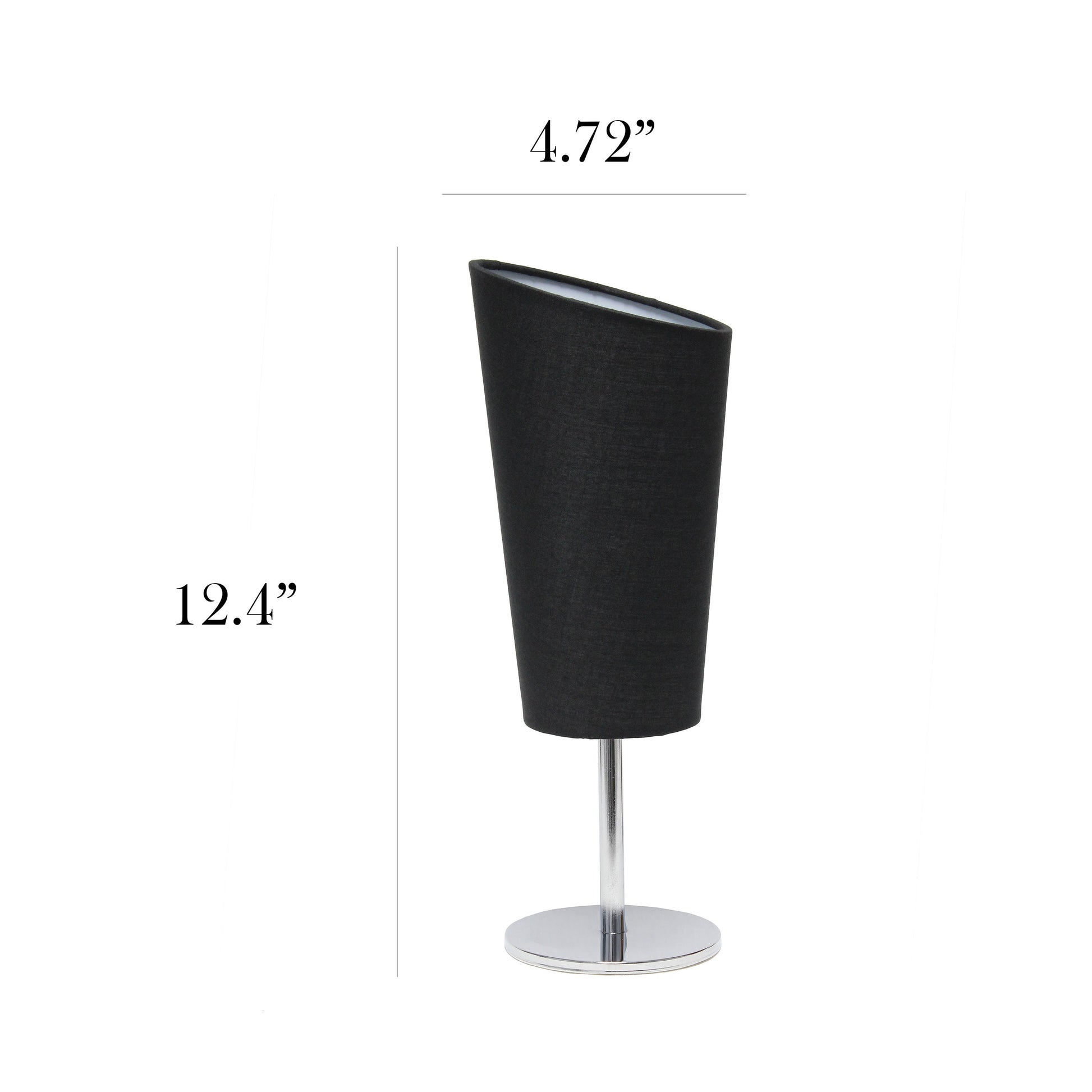 All The Rages Simple Designs Mini Chrome Table Lamp With Black Angled Fabric Shade