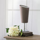 All The Rages Simple Designs Mini Chrome Table Lamp With Gray Angled Fabric Shade