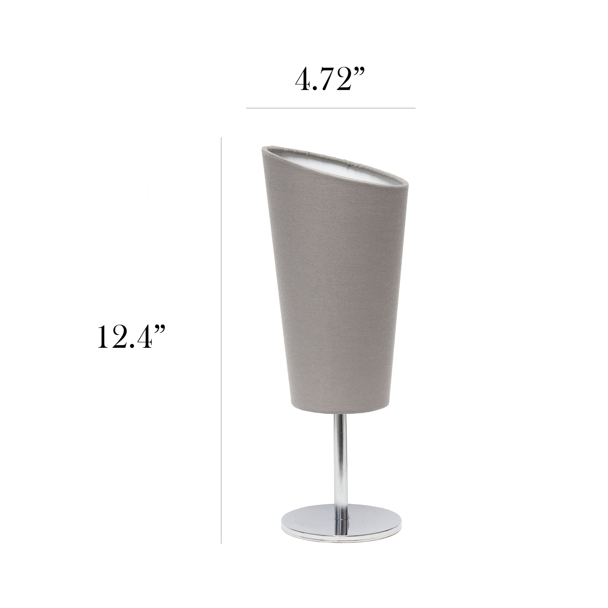 All The Rages Simple Designs Mini Chrome Table Lamp With Gray Angled Fabric Shade