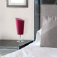 All The Rages Simple Designs Mini Chrome Table Lamp With Pink Angled Fabric Shade
